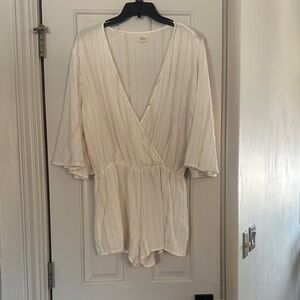 Chic cream and gold piping romper- swim cover up.